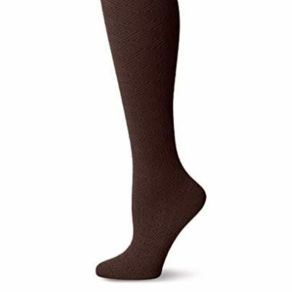 HUE Espresso Brown Diamond Maze Control Top Tights Women's Size S/M U14837 - Picture 4 of 4